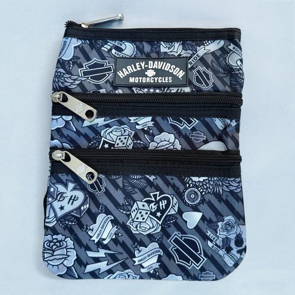 Harley-Davidson Gray Tattoo Crossbody Sling Bag X-body Purse Pouch Punk 99616 - Picture 3 of 8